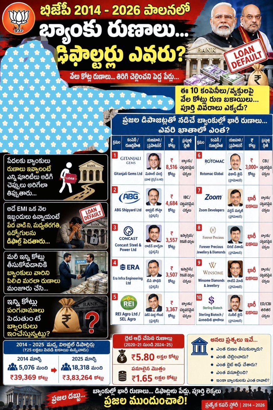 పేద వాడికి షూరిటీలు... పెద్దల రుణగ్రహీతలకు వేల కోట్ల రుణాలా?