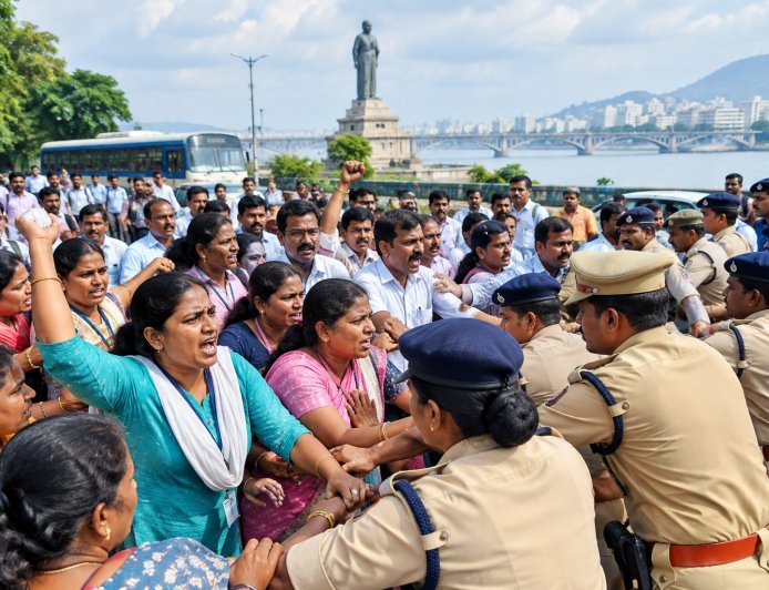సచివాలయ ఉద్యోగుల ‘చలో విజయవాడ’ ఉద్రిక్తం